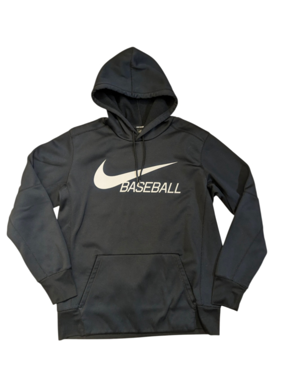 Nike Baseball Hoodie Sweatshirt Large - black w white logo - Picture 2 of 11